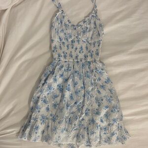 Hollister Floral Blue and White Dress